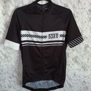 NWT 4U Bicycling Short Sleeve Shirt Black and White Moisture Wicking Size Small